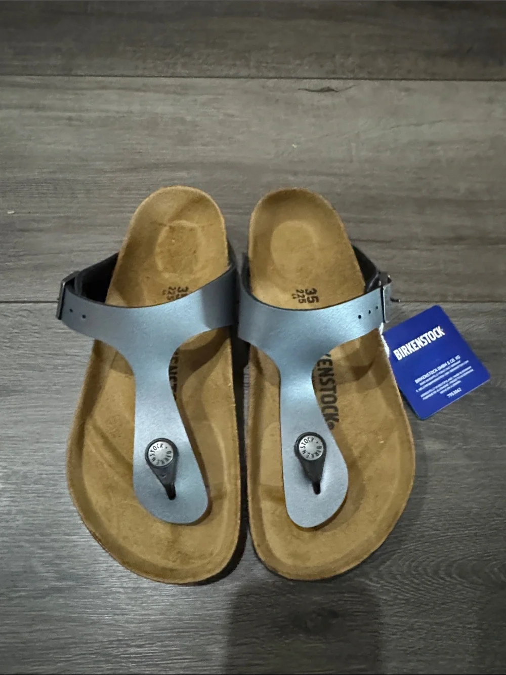 Birkenstock Metallic Blue Thong Sandals